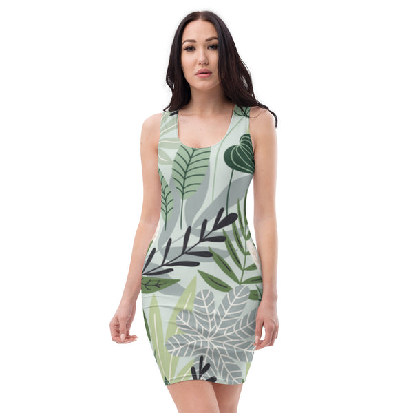 Elegant Contour All-Over Print Dress