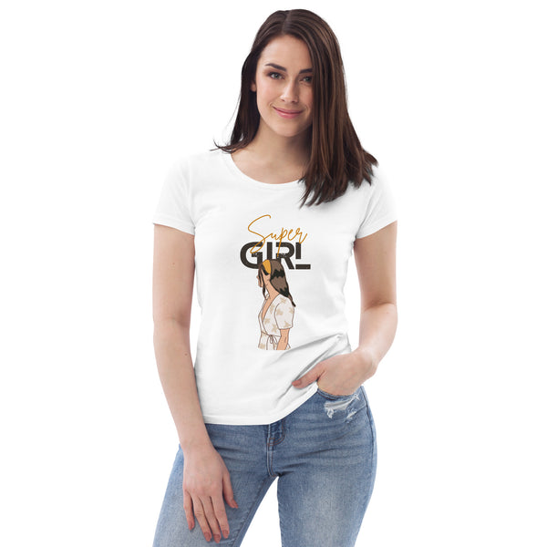 Sustainable Super Girl: Organic Fitted Tee for Women